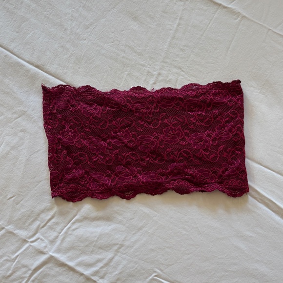 FashionNova Lace Bandeau in Wine Red, Medium - Picture 2 of 4